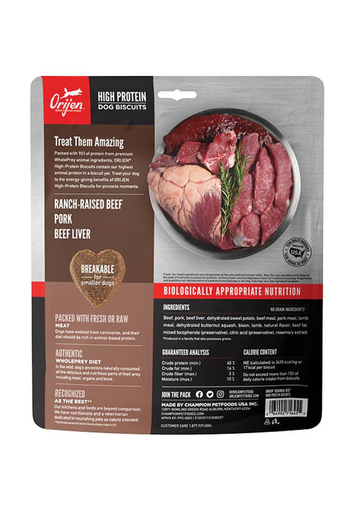 Regional Red High Protein Dog Biscuits ORIJEN USA